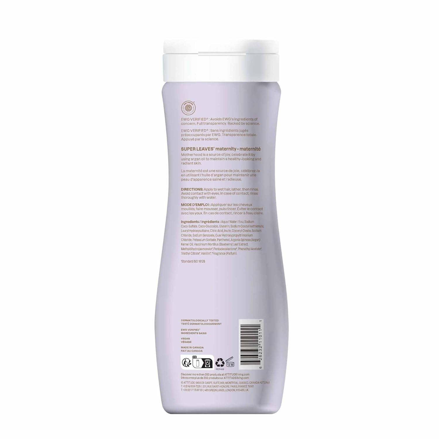 Pregnancy Shampoo, EWG Verified, Dermatologically Tested, Plant and Mineral-Based, Vegan Maternity Products, Argan Leaf Extract, 16 Fl Oz
